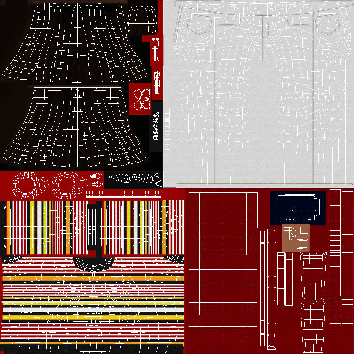 Fashionable Style Teenage Black Girl Rigged for Modo 3D model_32