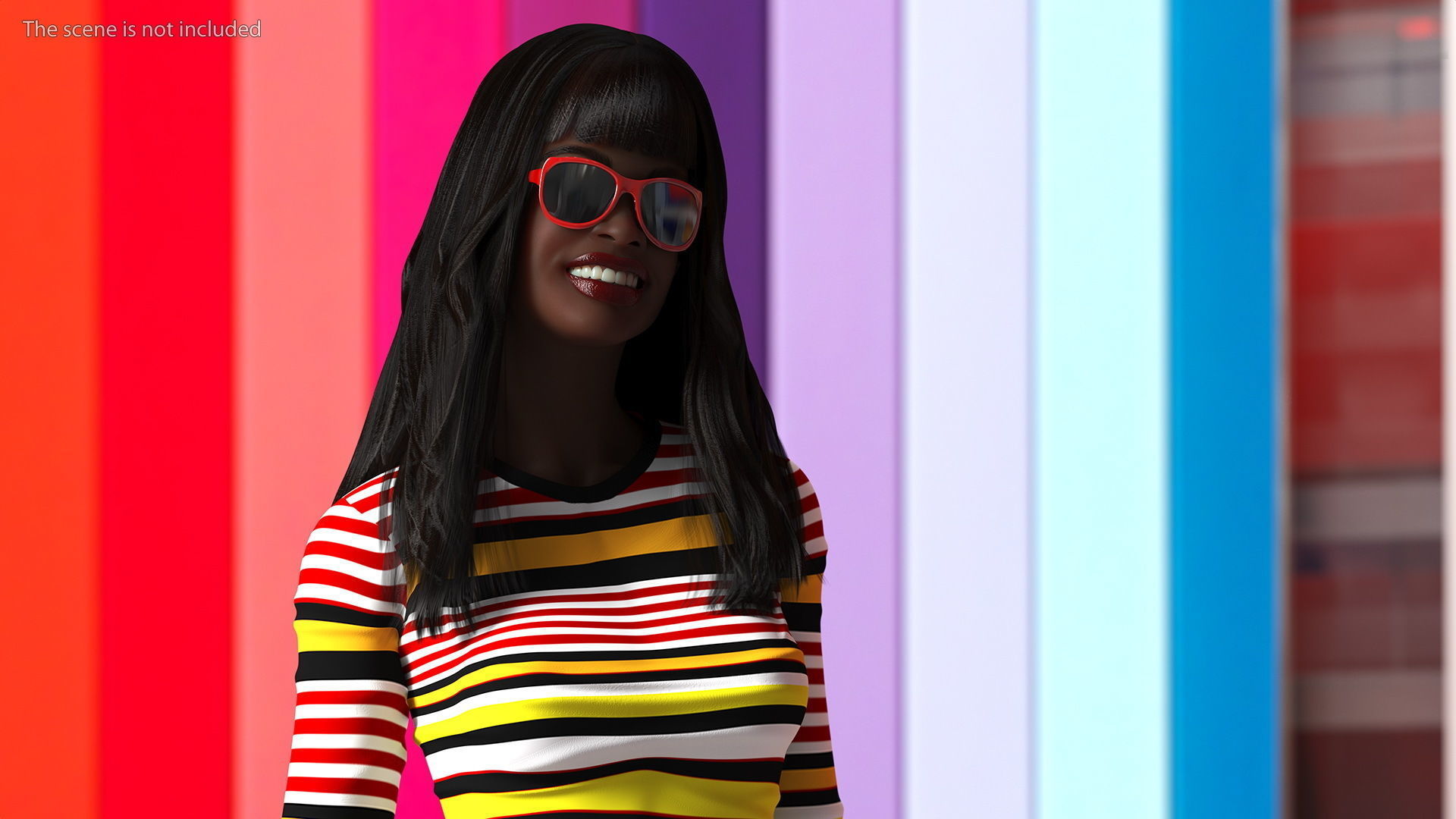 Fashionable Style Teenage Black Girl Rigged for Modo 3D model_7