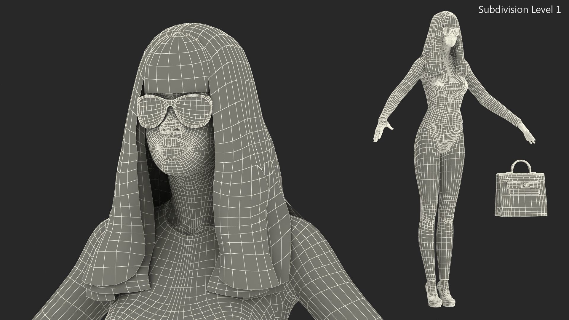 Fashionable Style Teenage Black Girl Rigged for Modo 3D model_31