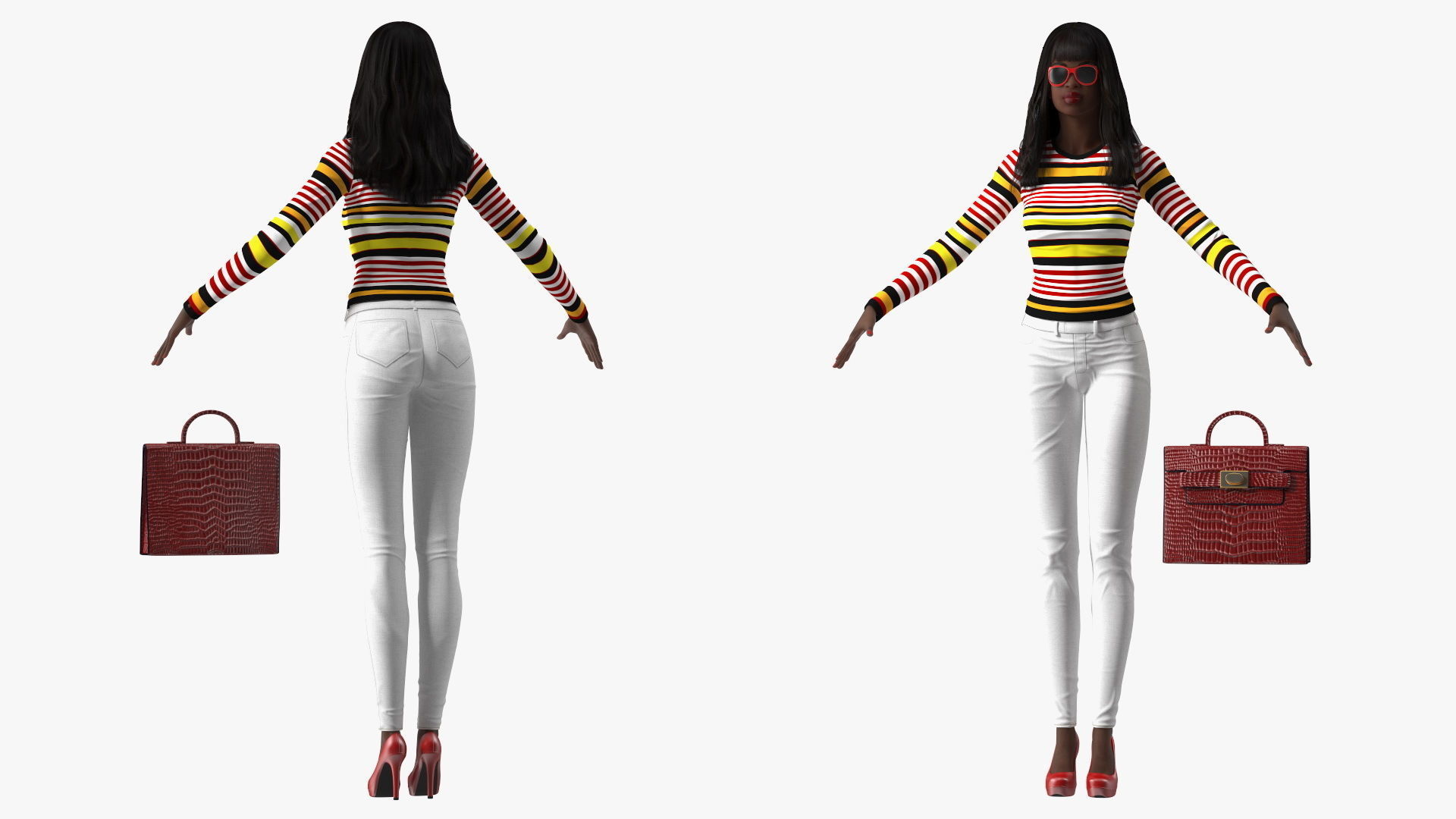 Fashionable Style Teenage Black Girl Rigged for Modo 3D model_22