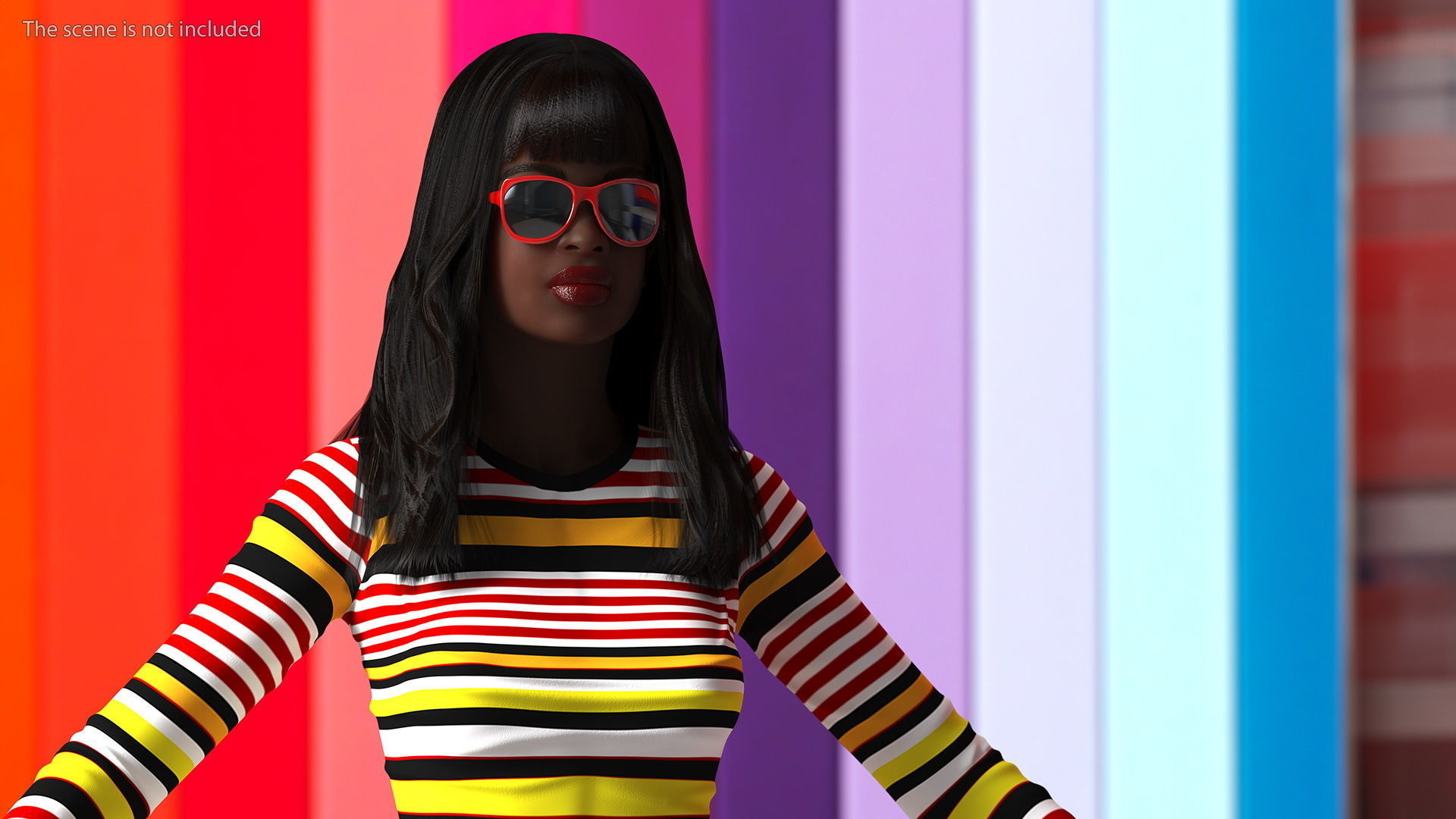 Fashionable Style Teenage Black Girl Rigged for Modo 3D model_6