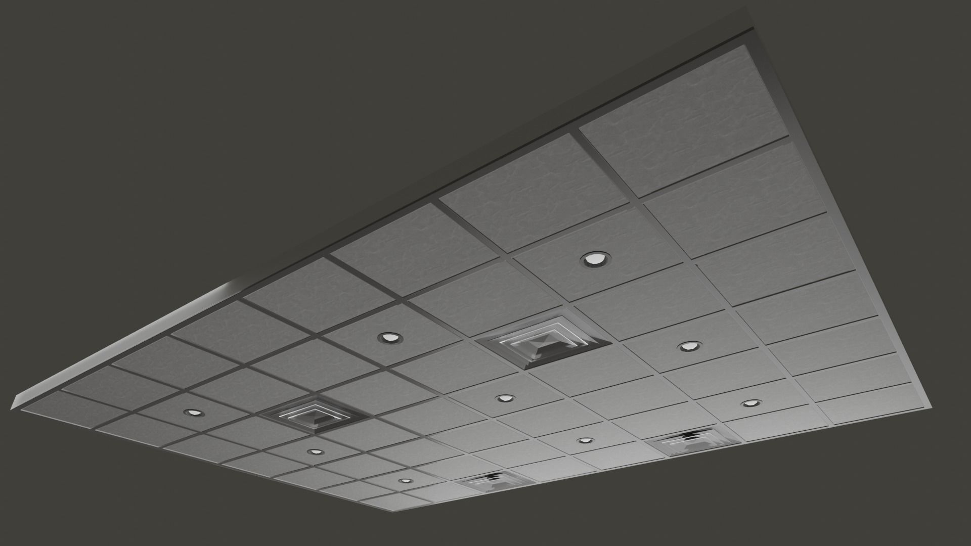 Modern Drop Ceiling 3D low-poly and PBR Model Low-poly 3D model_5