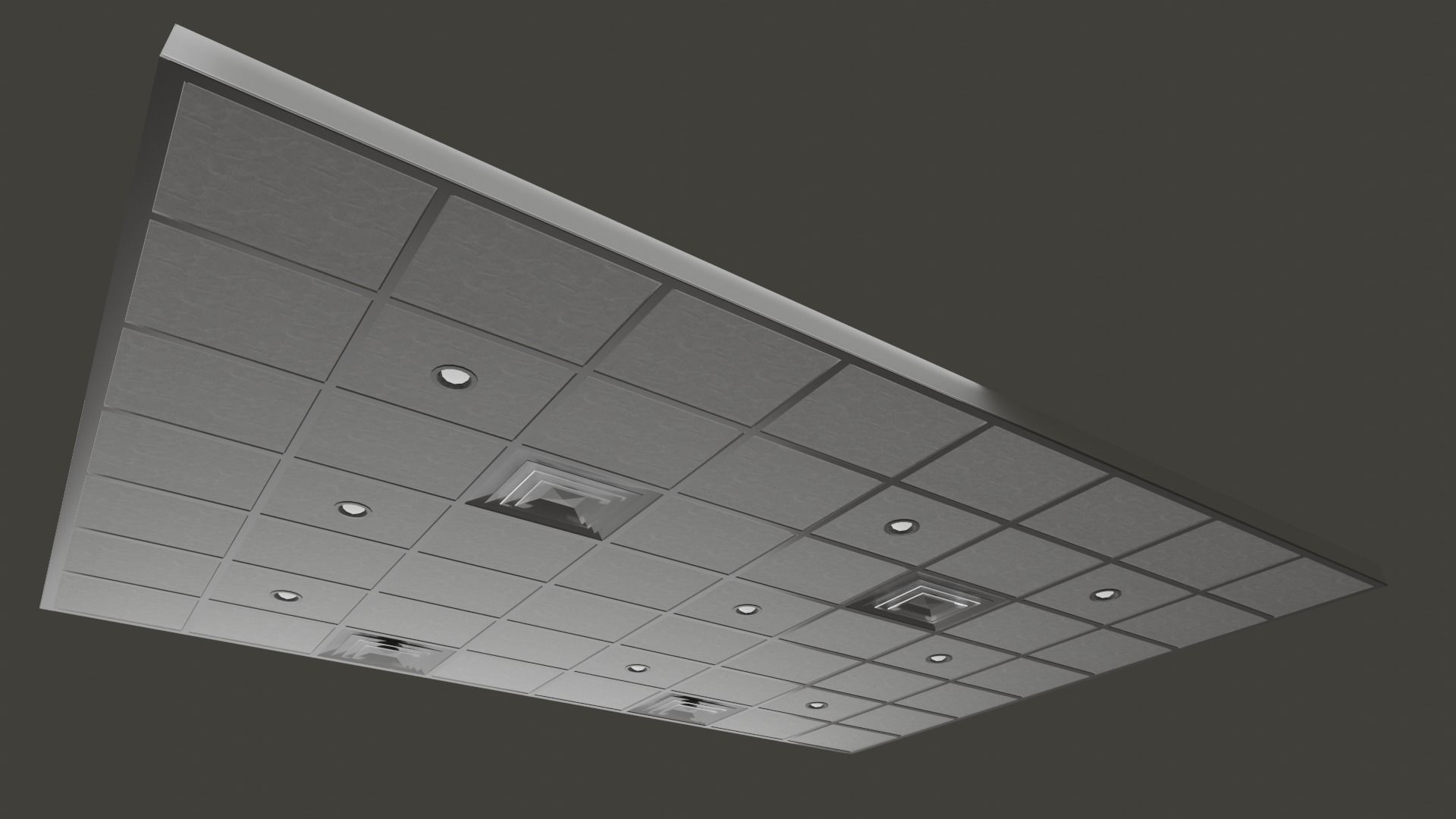 Modern Drop Ceiling 3D low-poly and PBR Model Low-poly 3D model_1