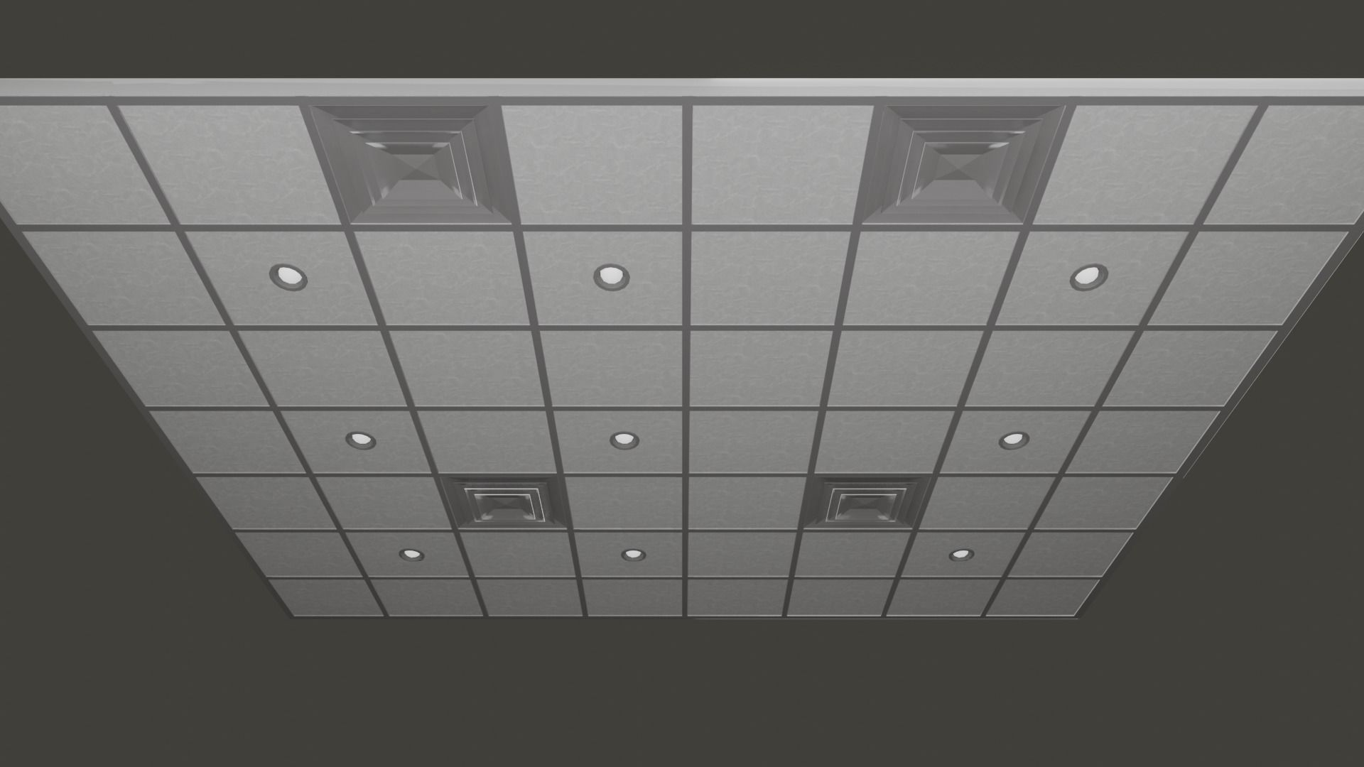 Modern Drop Ceiling 3D low-poly and PBR Model Low-poly 3D model_7