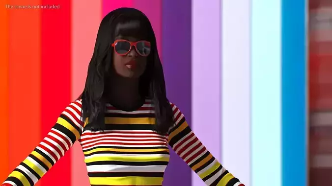 Fashionable Style Teenage Black Girl Rigged for Cinema 4D