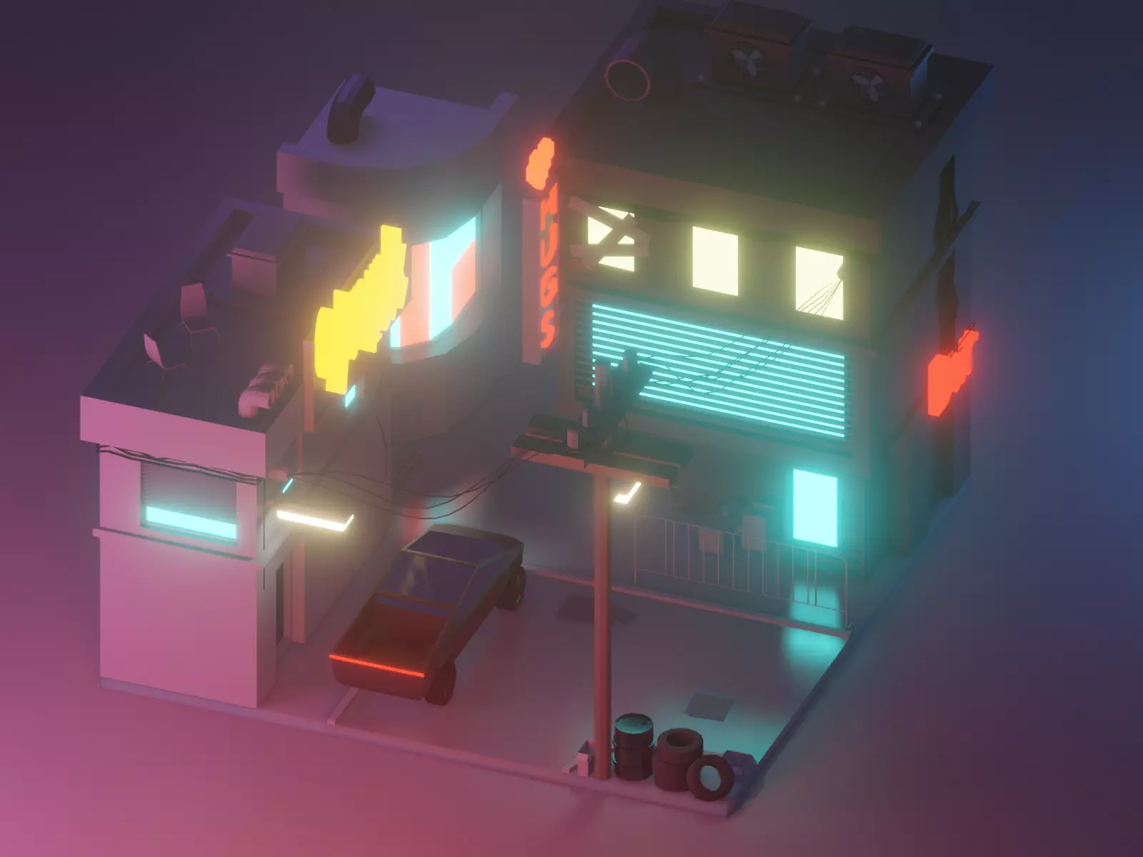 THE CYBERPUNK CITY OF LOW-POLY Low-poly 3D model_0