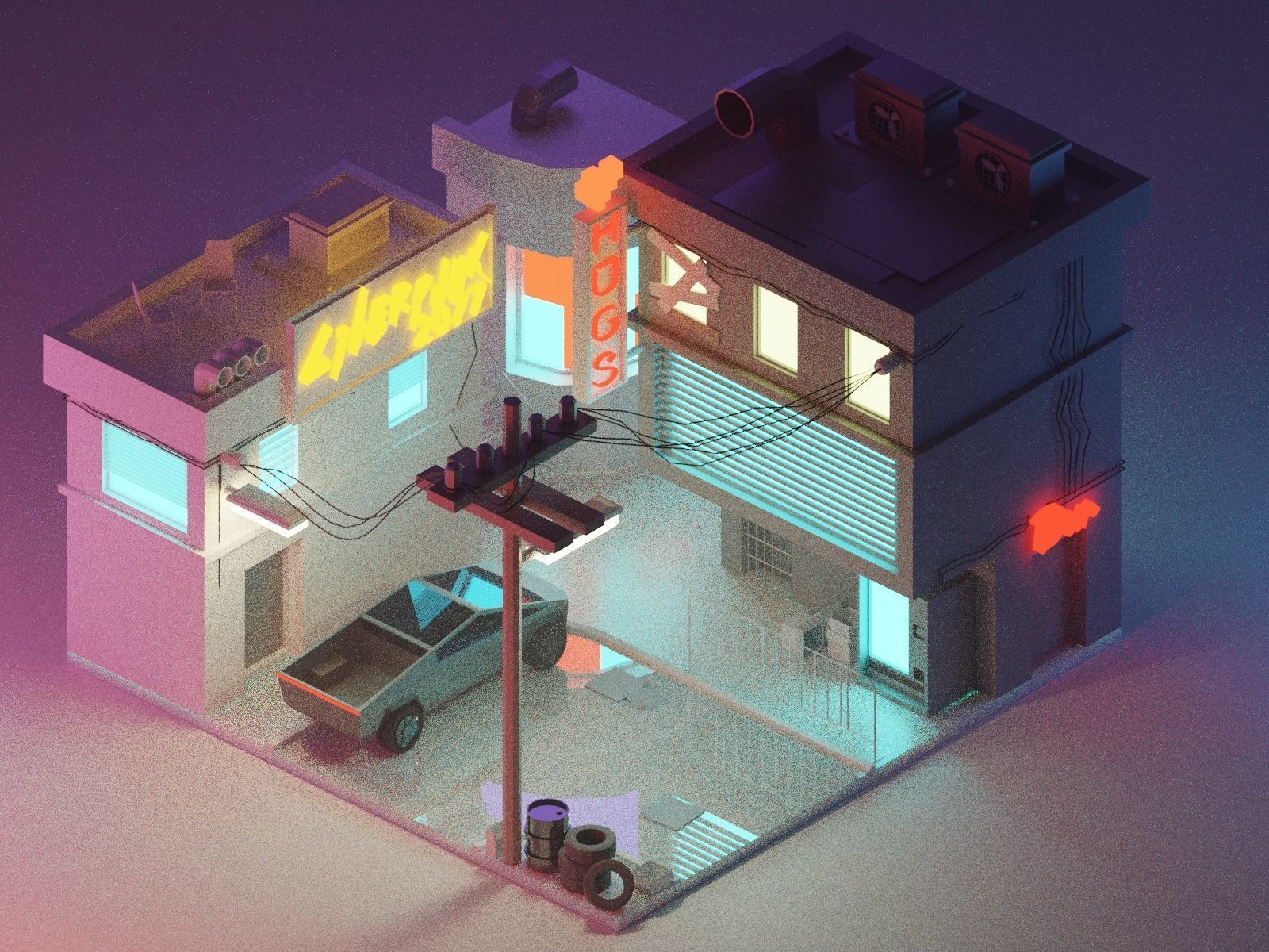 THE CYBERPUNK CITY OF LOW-POLY Low-poly 3D model_4