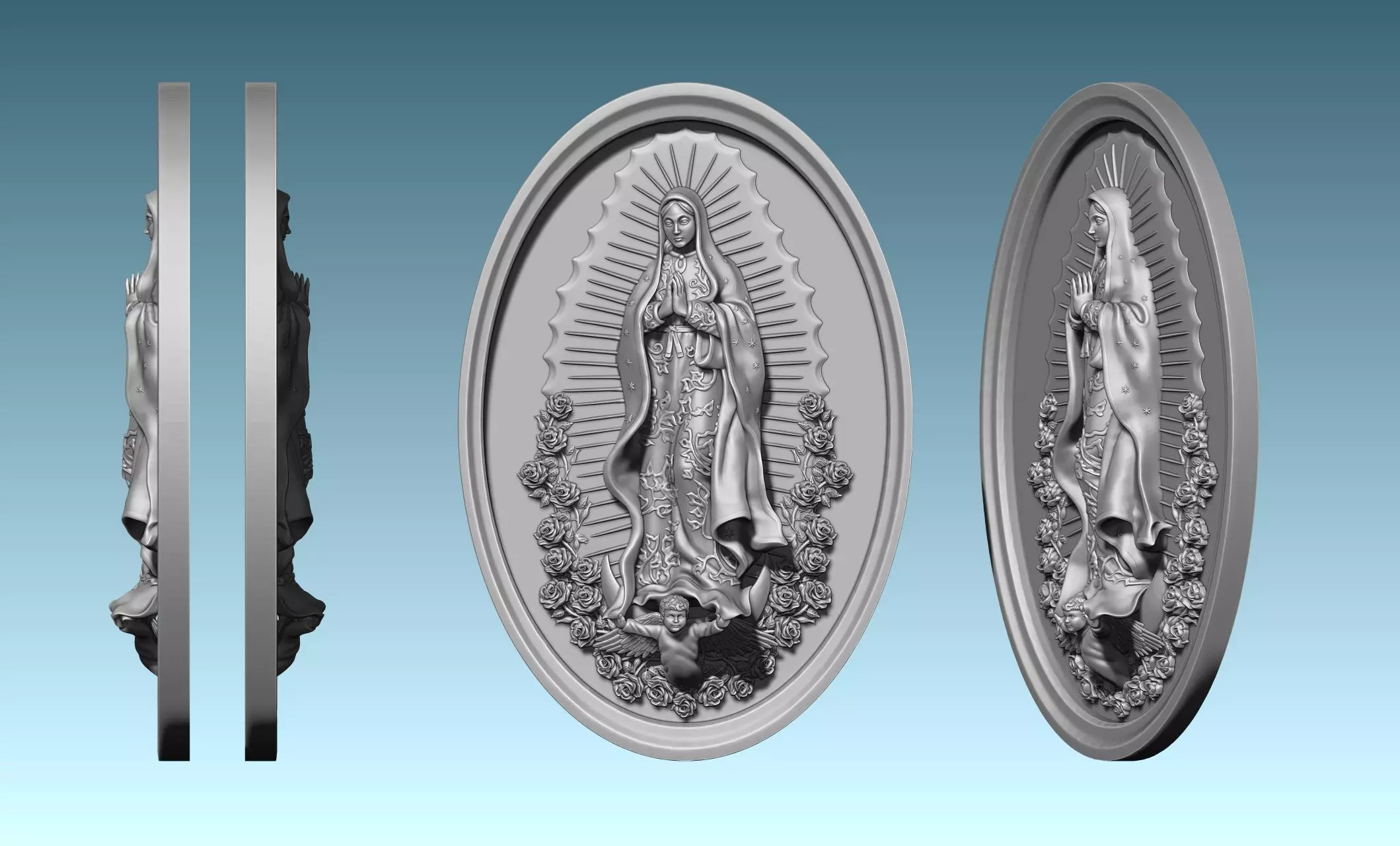 Our Lady of Guadalupe - Relief - Mexico - CNC and 3D print model