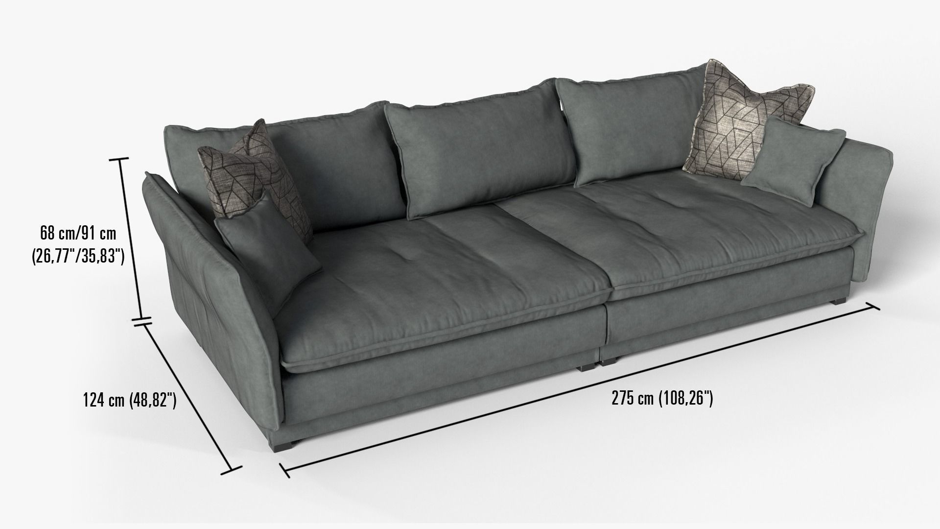 Big Sofa Palladio Low-poly 3D model_1