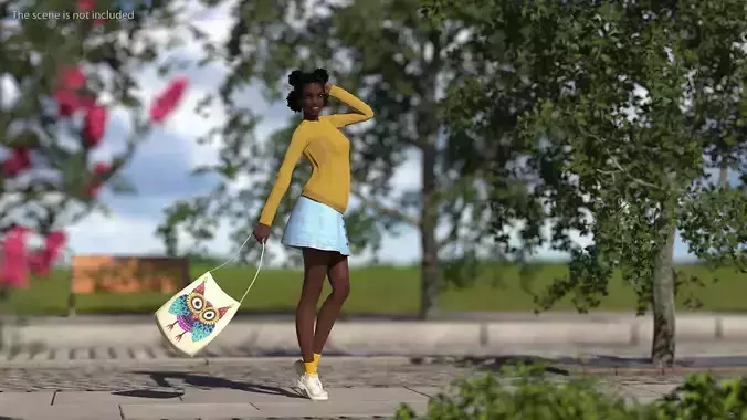 Street Style Black Teenage Girl Rigged for Cinema 4D