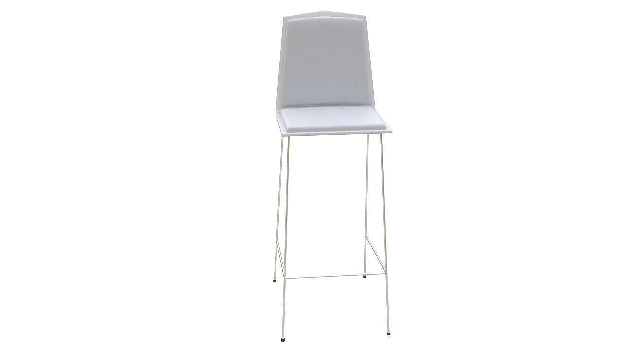 Metal stool padded seat 3D model_1