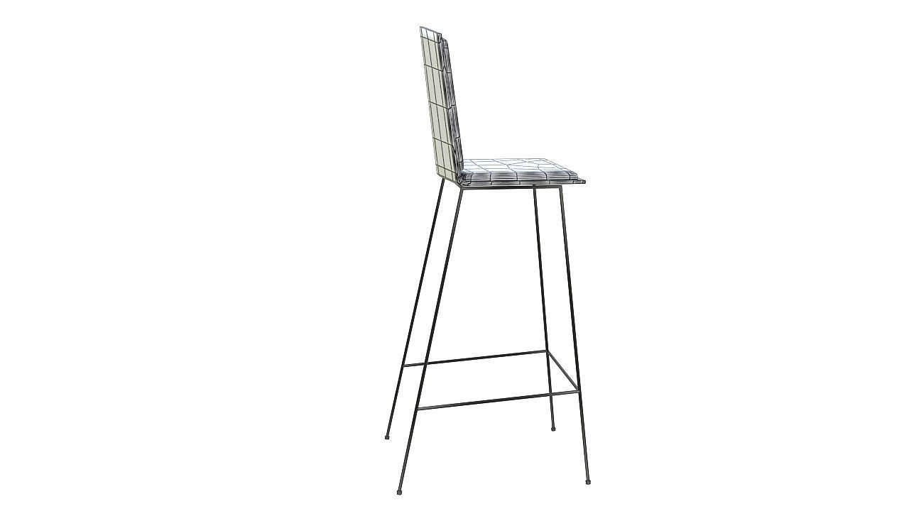 Metal stool padded seat 3D model_7