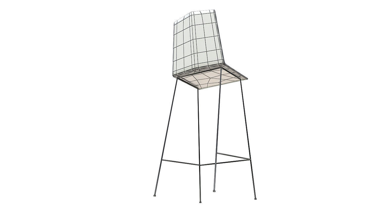 Metal stool padded seat 3D model_12