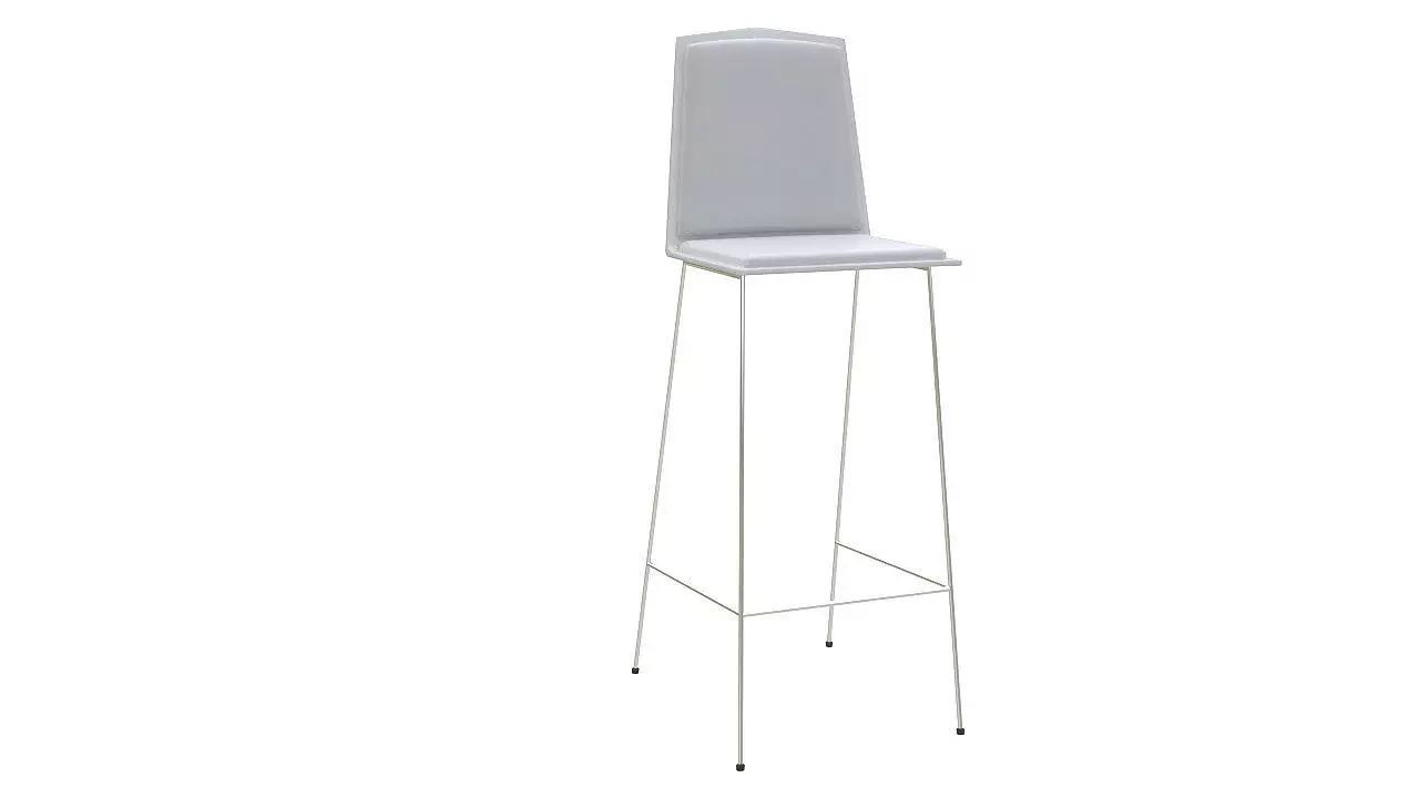 Metal stool padded seat 3D model_0