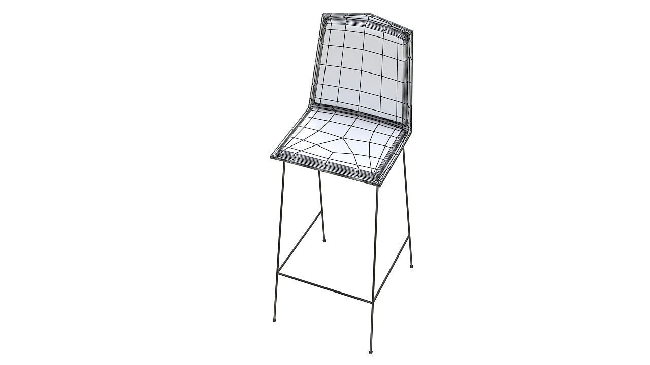Metal stool padded seat 3D model_10