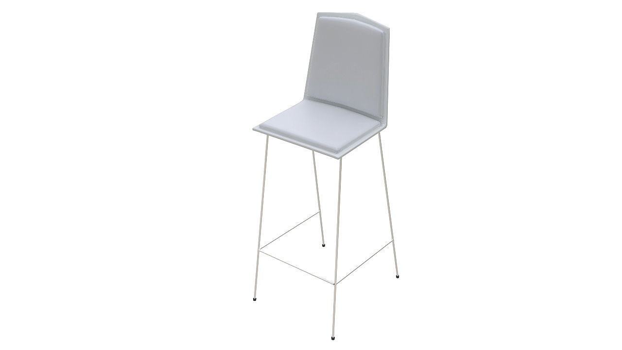Metal stool padded seat 3D model_2