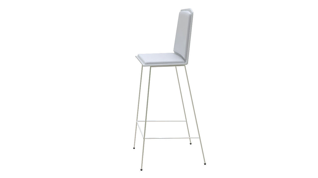 Metal stool padded seat 3D model_3