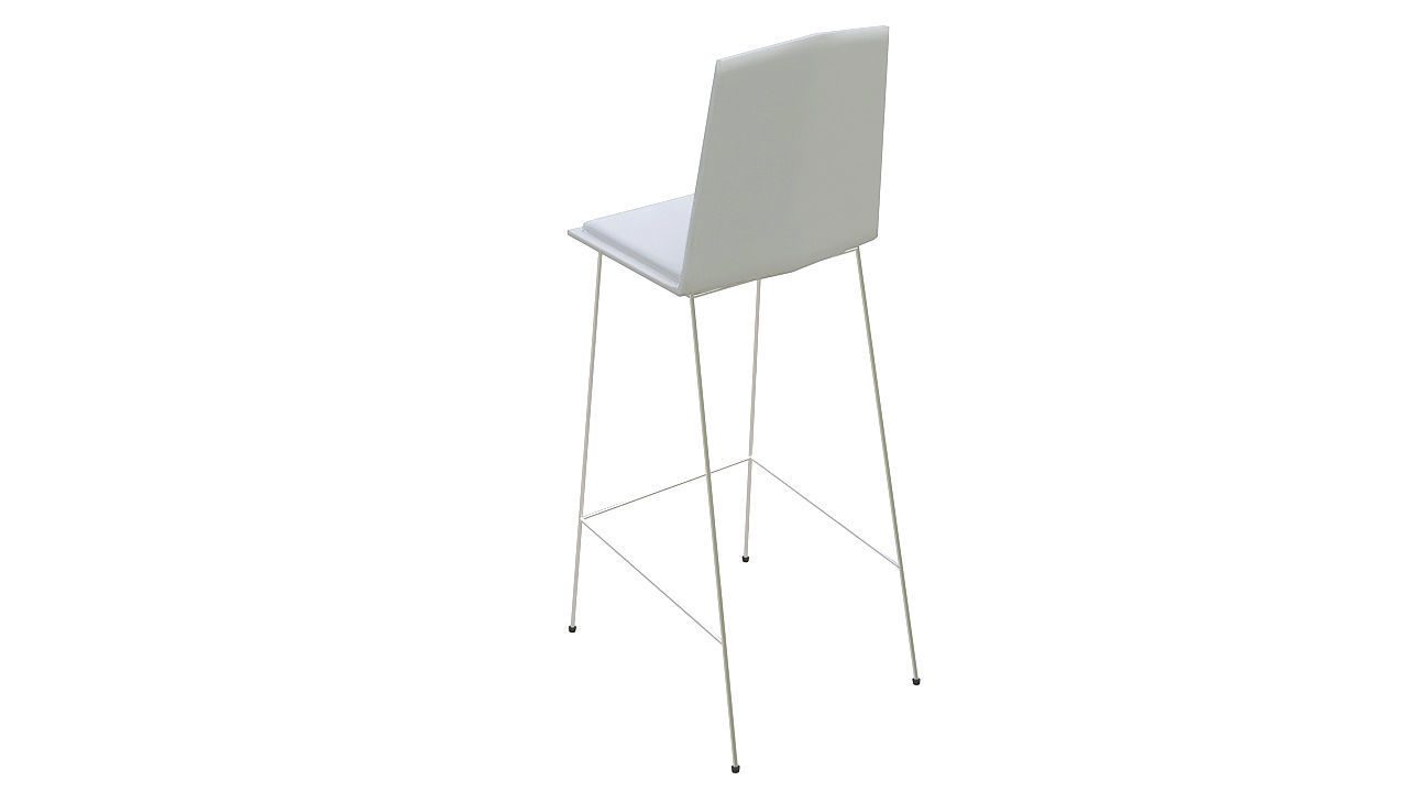 Metal stool padded seat 3D model_4