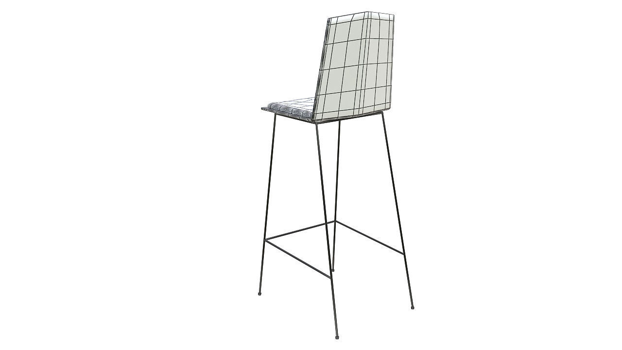 Metal stool padded seat 3D model_11