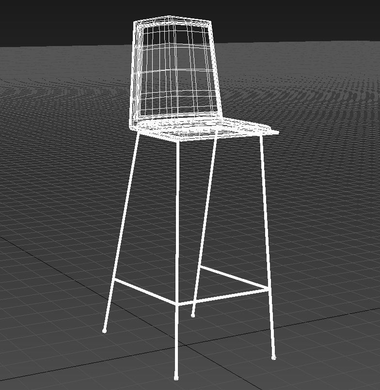 Metal stool padded seat 3D model_13
