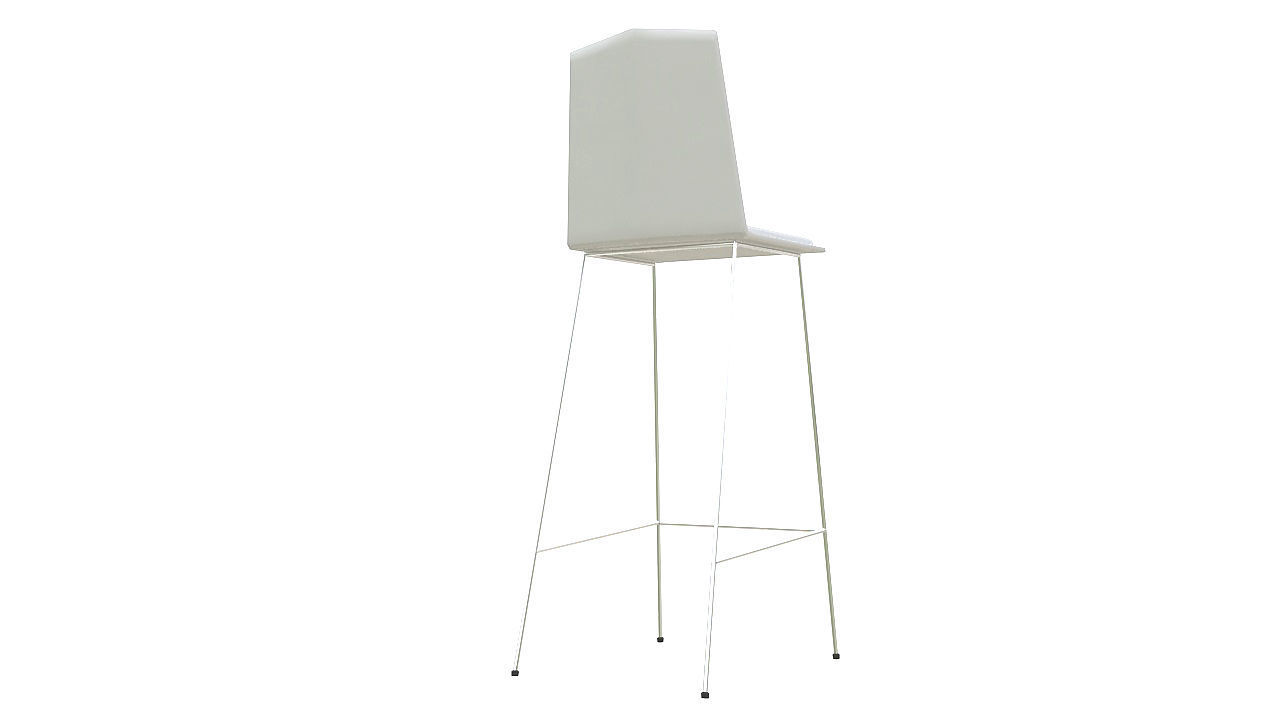 Metal stool padded seat 3D model_5