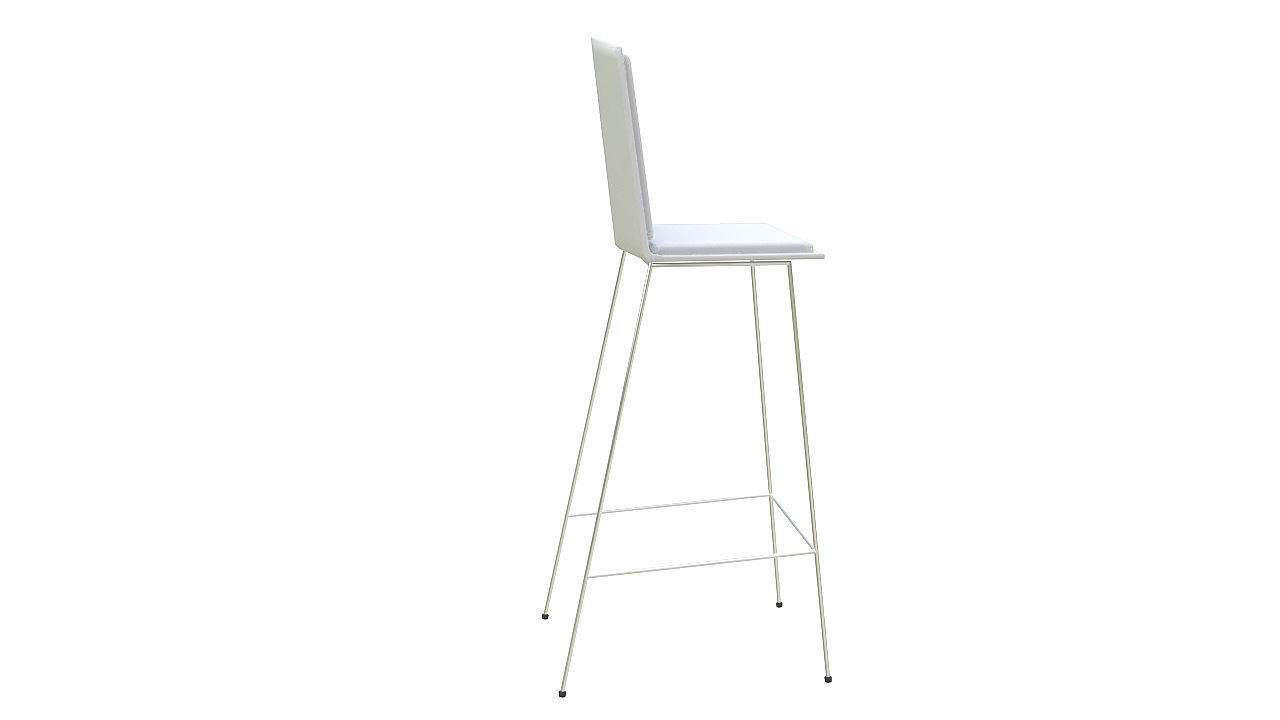 Metal stool padded seat 3D model_6