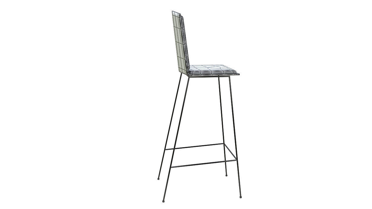 Metal stool padded seat 3D model_8