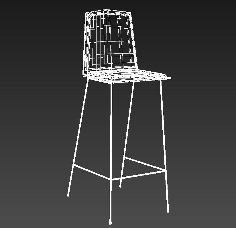 Metal stool padded seat 3D model_14