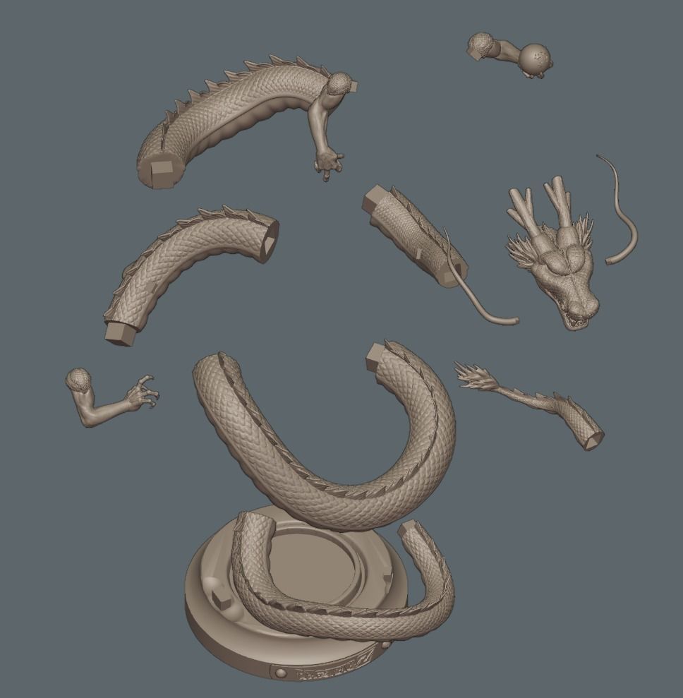 Dragonball Shenron Statue - STL 3d printing file 3D print model 3D print model_27