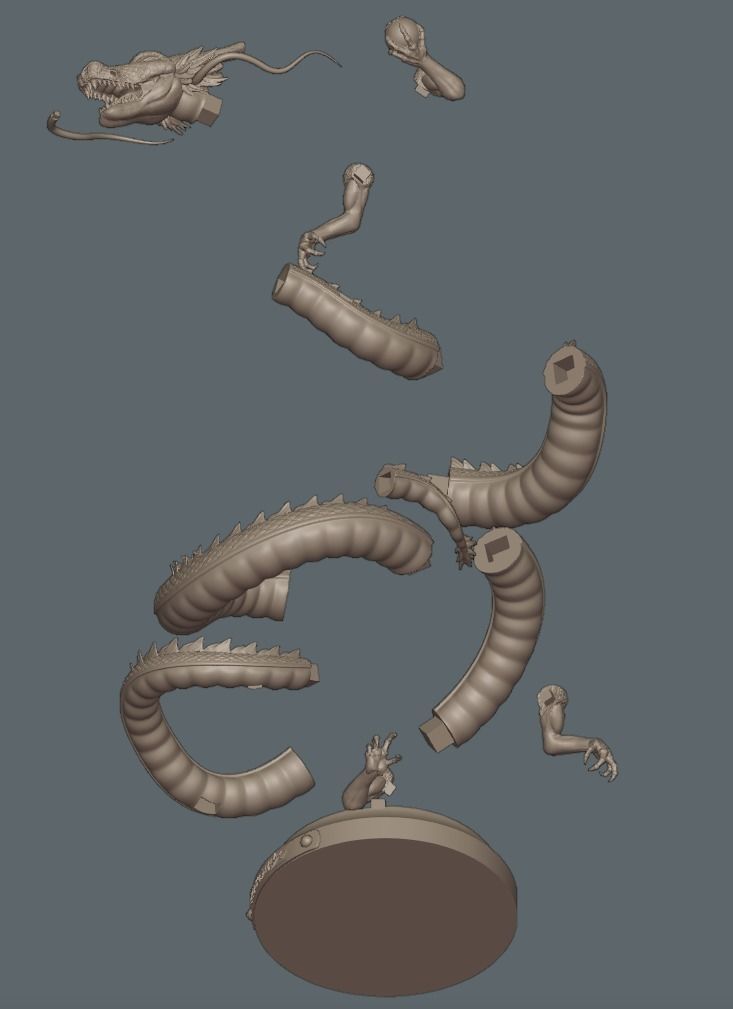 Dragonball Shenron Statue - STL 3d printing file 3D print model 3D print model_31