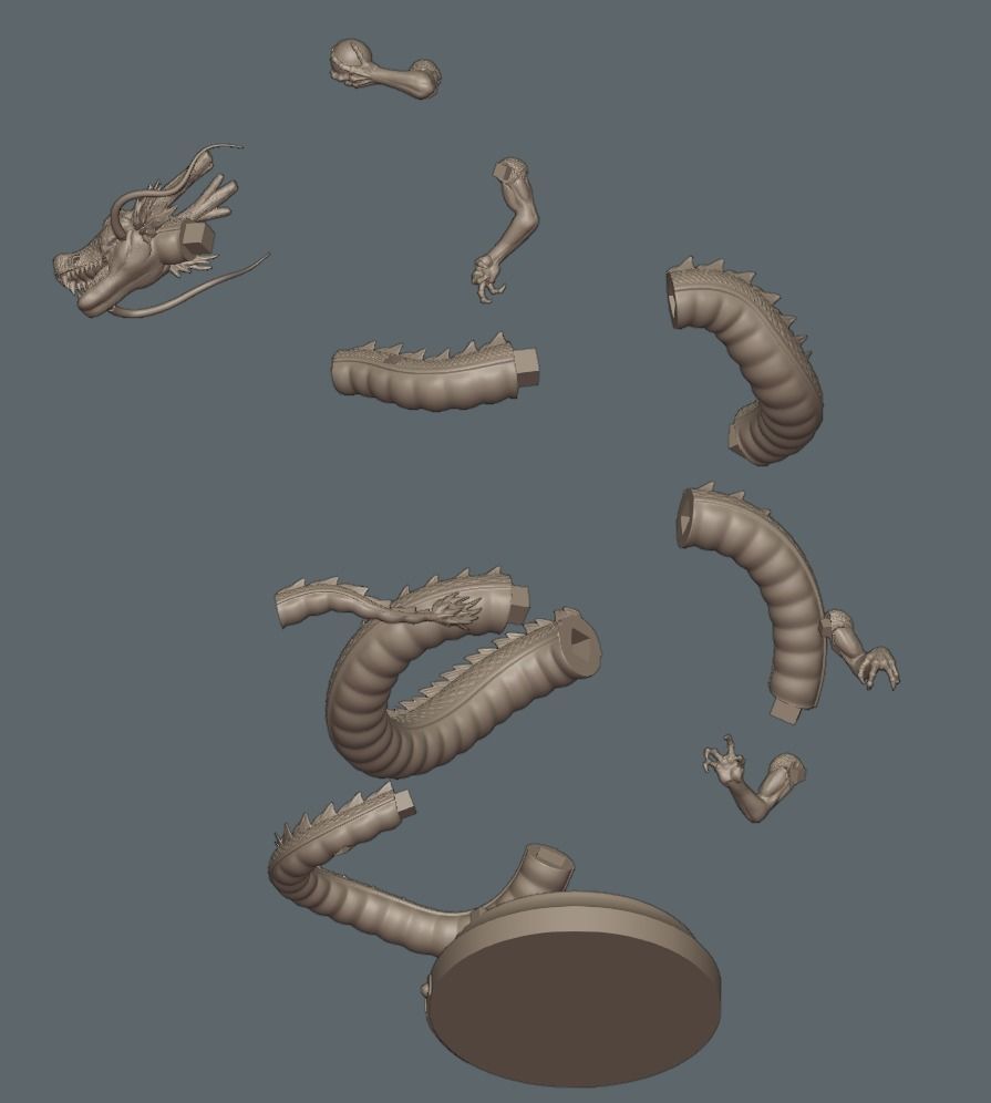 Dragonball Shenron Statue - STL 3d printing file 3D print model 3D print model_30