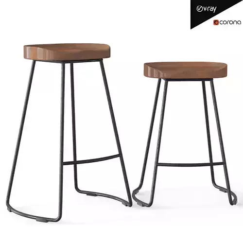 Jenna and Hanna Industrial Steel Barstools with Wooden Seat