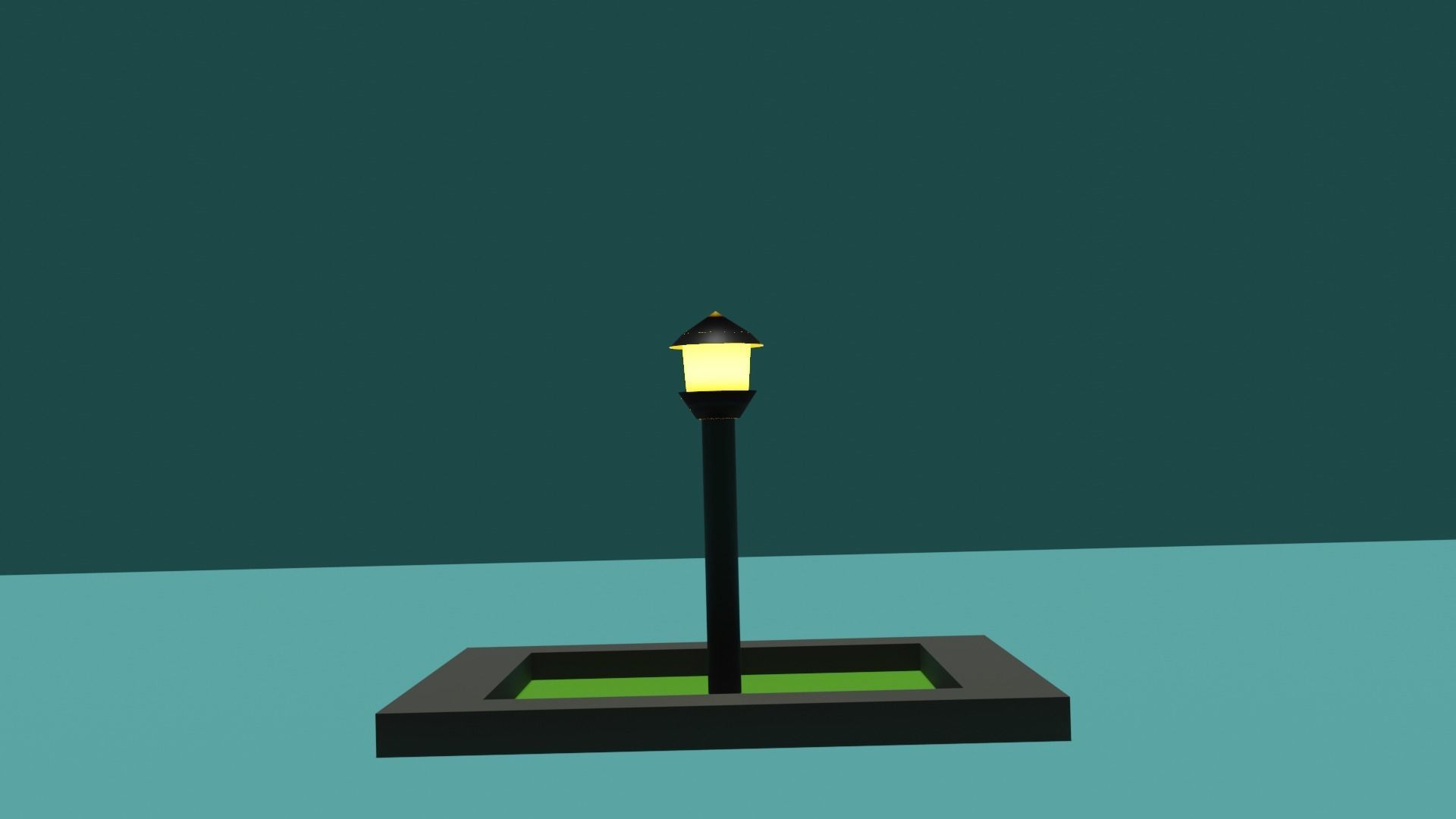 lamps street lamp in middle of square Low-poly 3D model_1