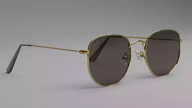 Rayban Square Aviator Golden Grey Sunglasses