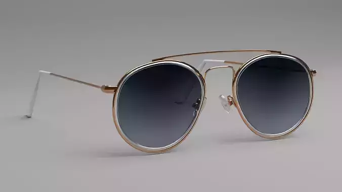 Rayban Double Round Gradient Golden Sunglasses