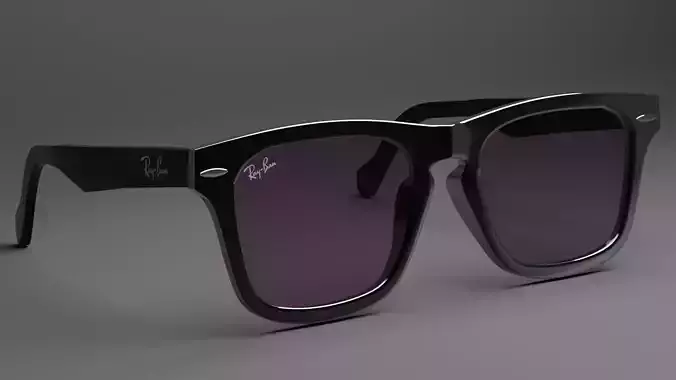 Rayban Black Purple Wayfarer Sunglasses 3D model