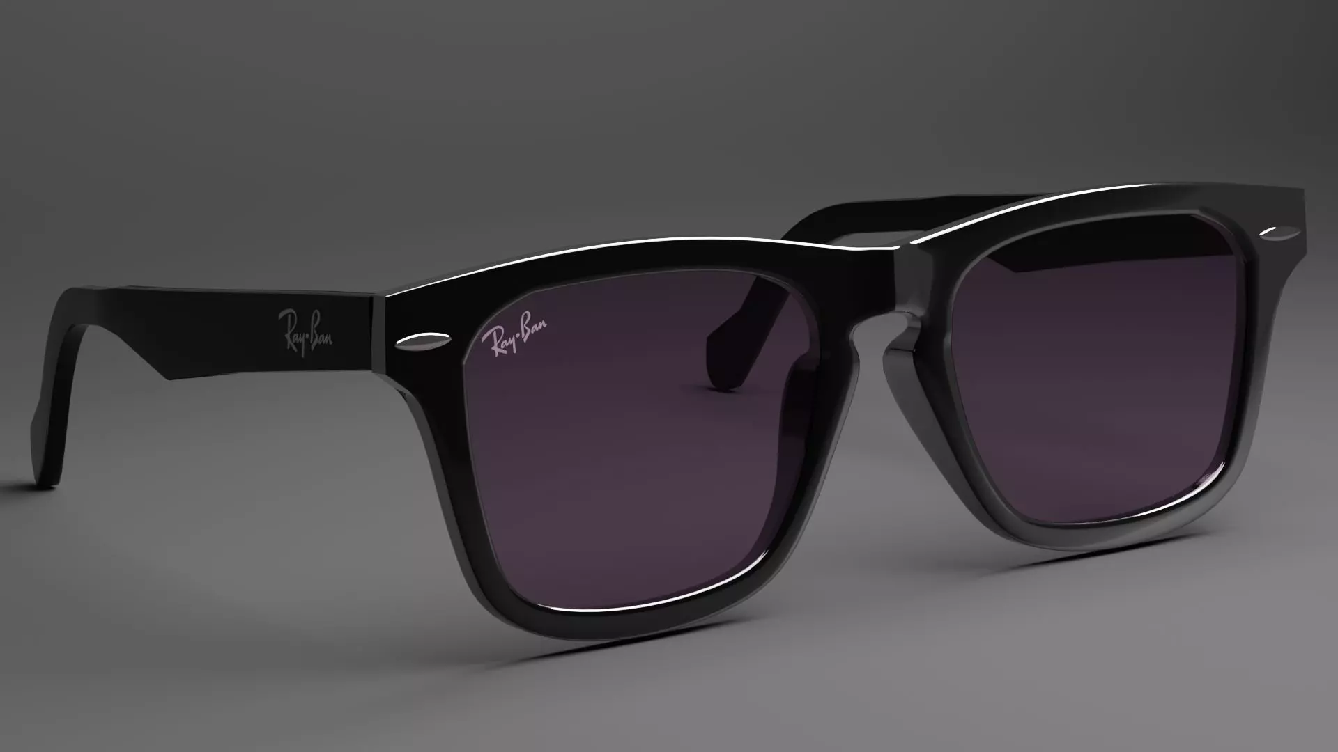 Rayban Black Purple Wayfarer Sunglasses 3D model_0