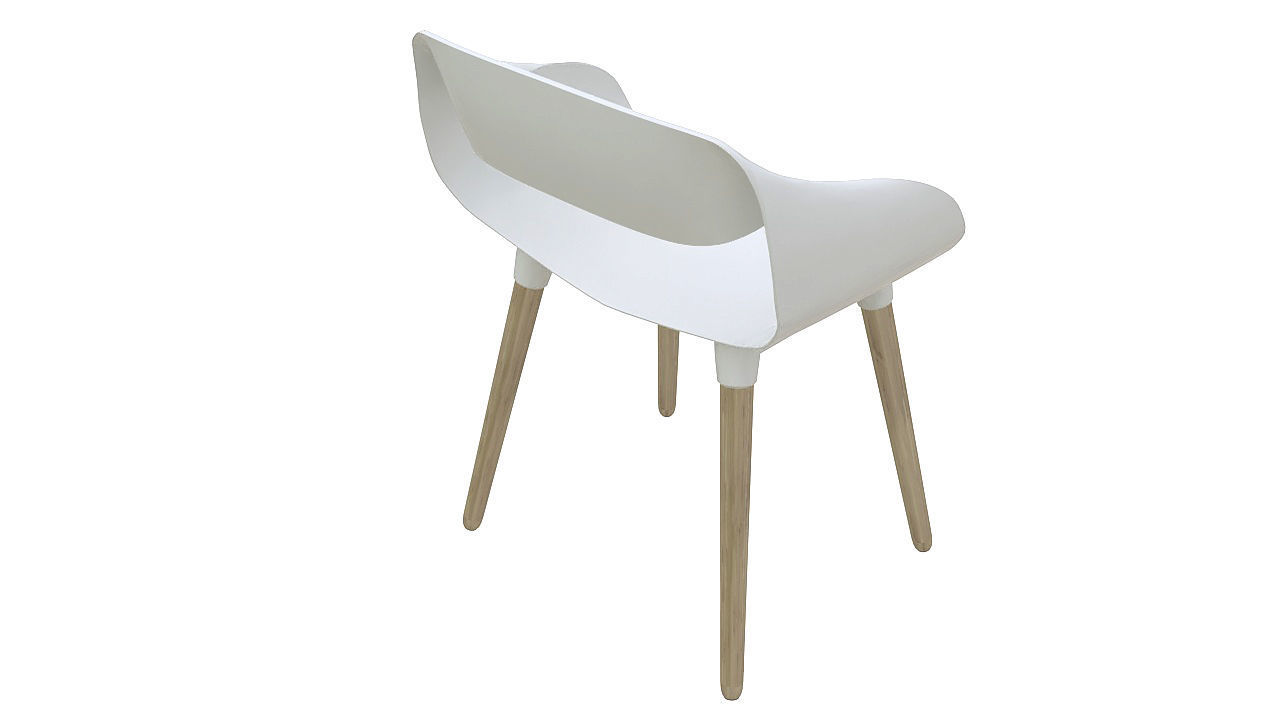 Plastic chair wooden legs 3D model_6