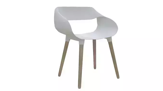 Plastic chair wooden legs 3D model