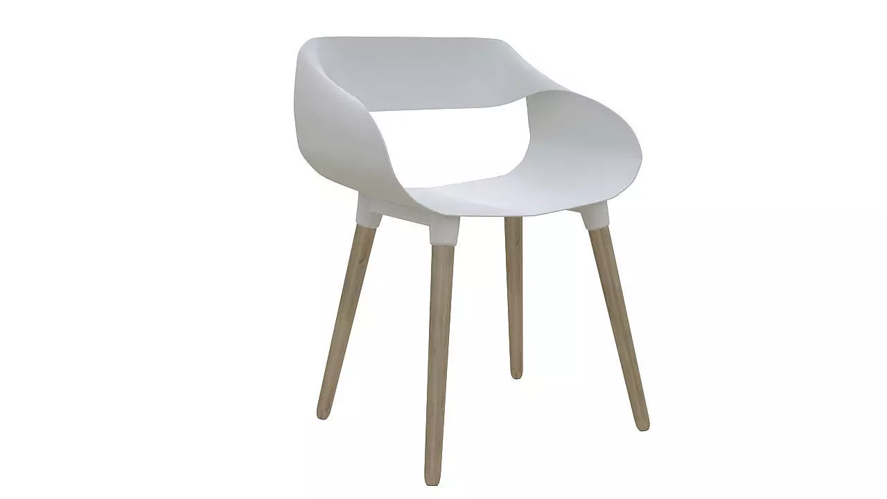Plastic chair wooden legs 3D model_0