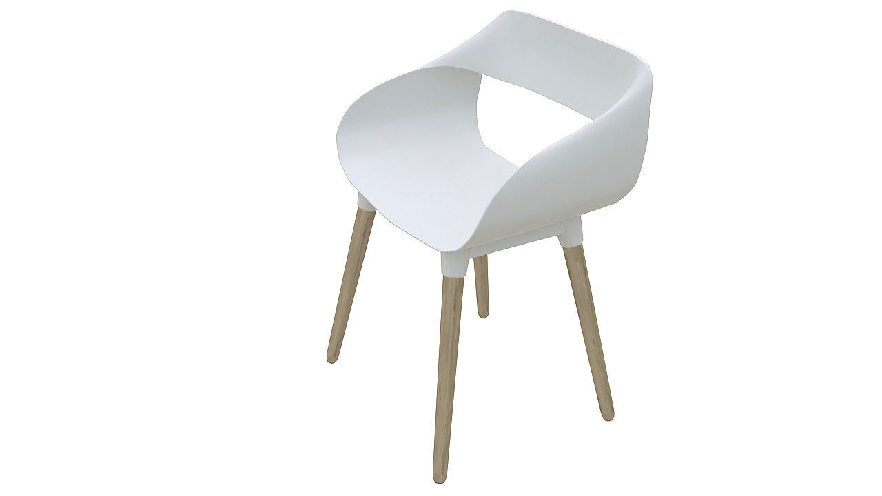 Plastic chair wooden legs 3D model_3