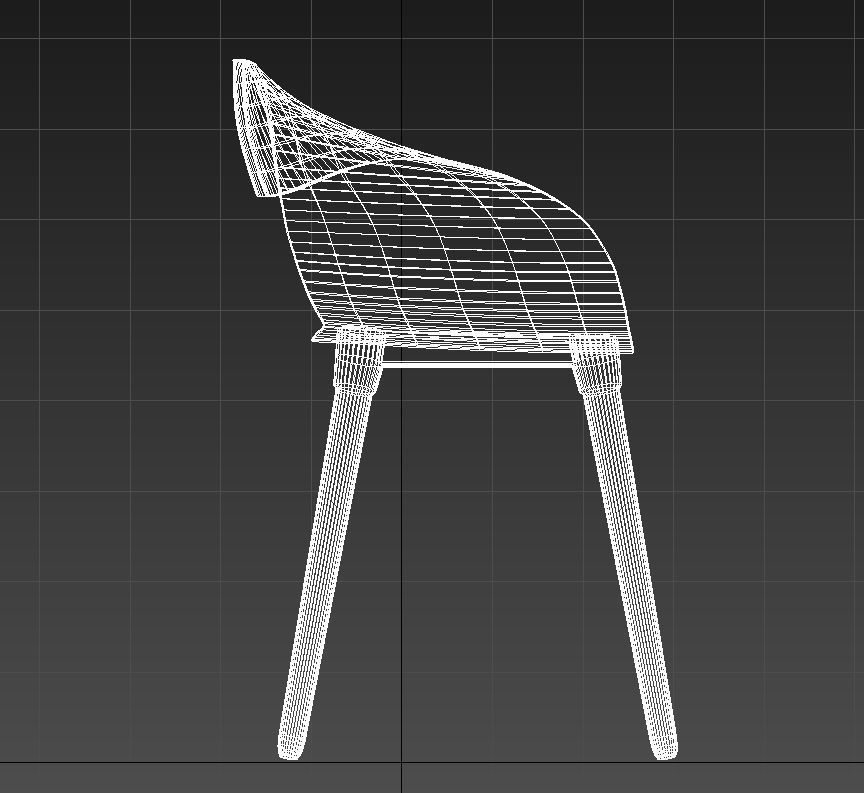 Plastic chair wooden legs 3D model_16