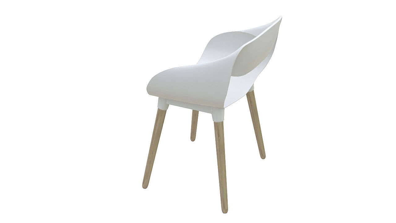 Plastic chair wooden legs 3D model_4