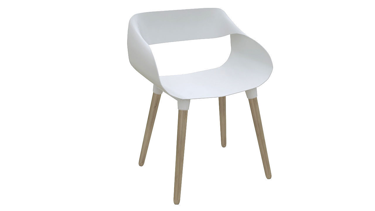 Plastic chair wooden legs 3D model_1