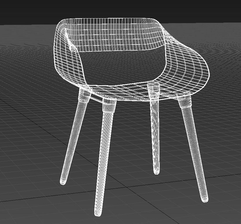 Plastic chair wooden legs 3D model_13