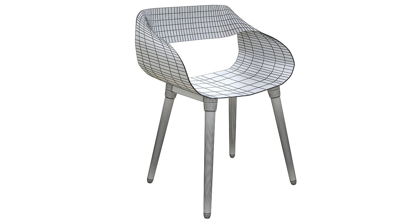 Plastic chair wooden legs 3D model_7