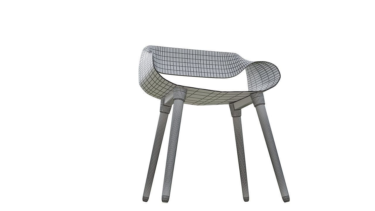 Plastic chair wooden legs 3D model_12