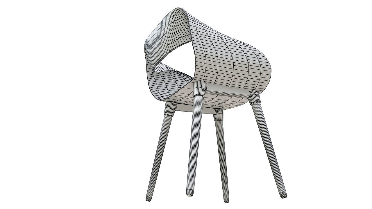 Plastic chair wooden legs 3D model_11