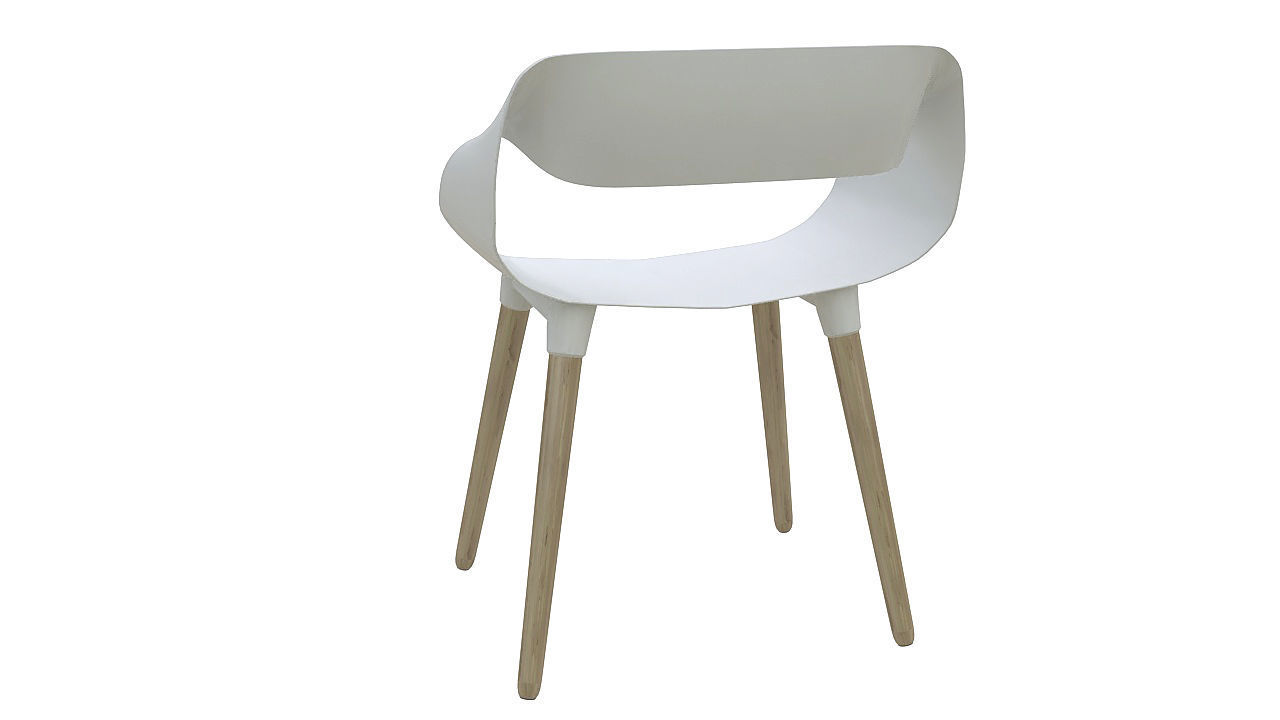 Plastic chair wooden legs 3D model_5
