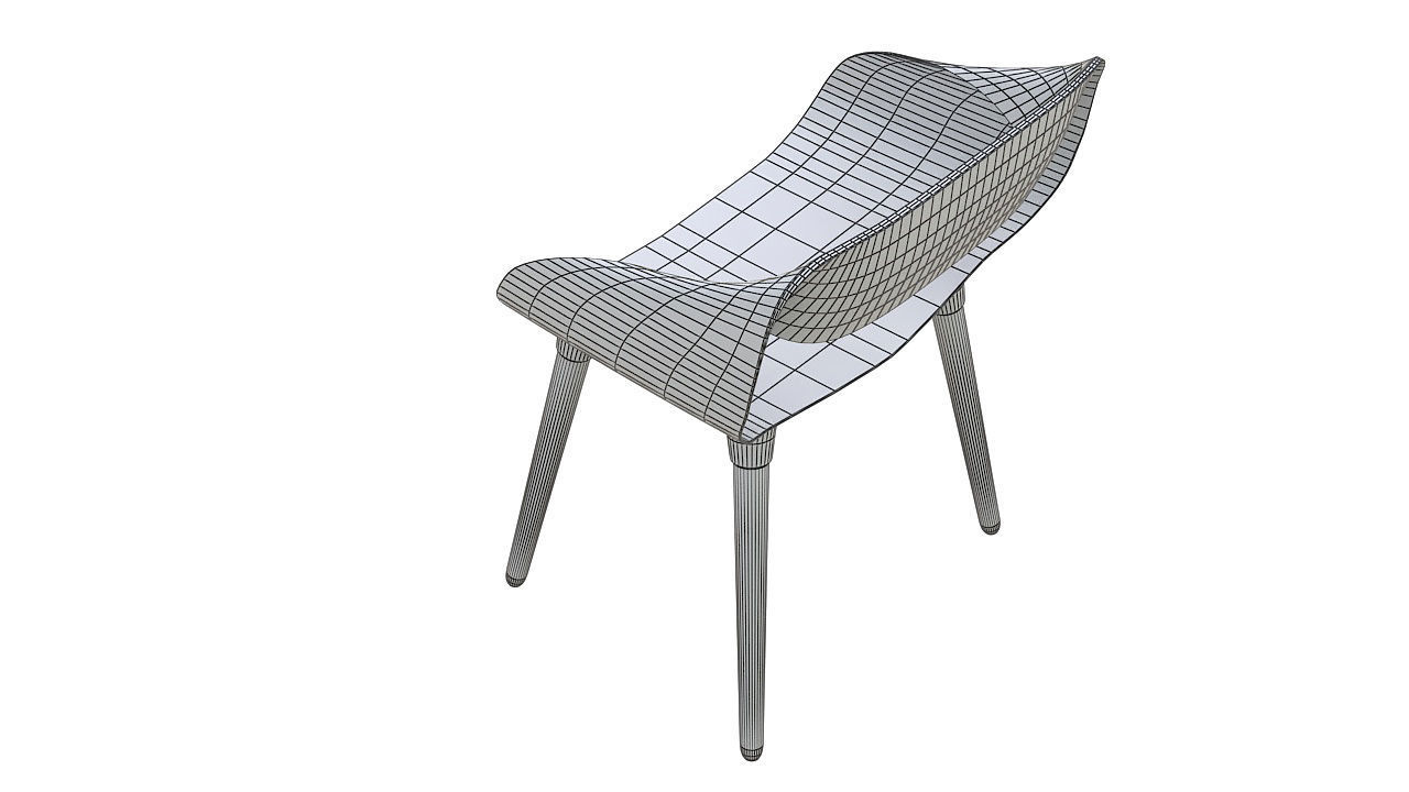 Plastic chair wooden legs 3D model_9